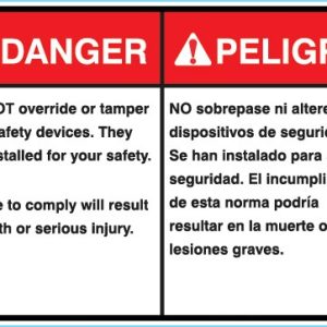 063978 Danger Do Not Override Decal